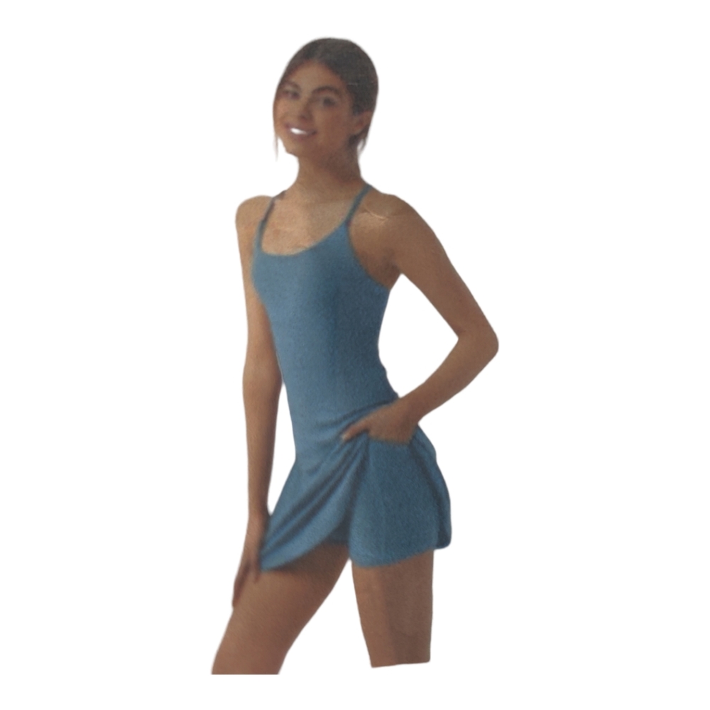 NWT HALARA Backless 2-in-1 Workout Dress-WannabeWarm Mid Blue/Cloudful, Size S.